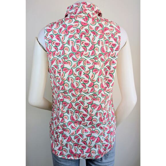NEW J.Crew Watermelon Sleeveless Poplin Button Down Shirt Medium Stretch Preppy - Picture 6 of 10